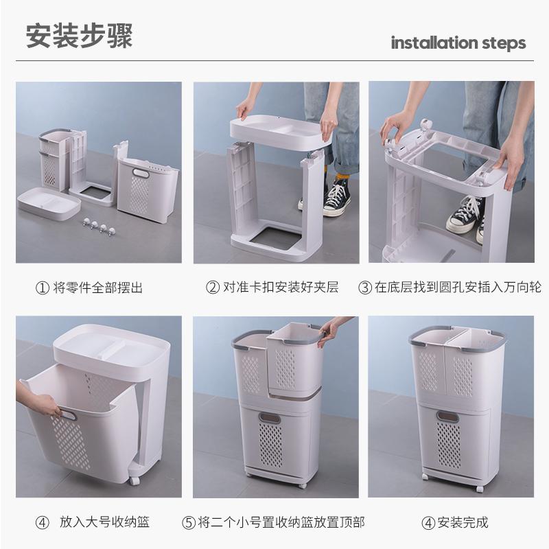 家柏饰(CORATED)脏衣篮风衣服收纳筐家用分类洗衣篮卫生间置物架大号脏衣篓高清大图