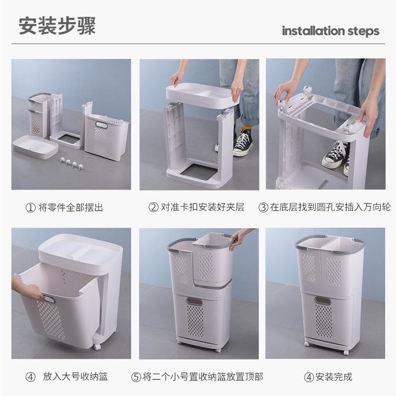 家柏饰(CORATED)脏衣篮风衣服收纳筐家用分类洗衣篮卫生间置物架大号脏衣篓图片