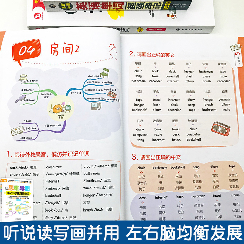 全3册用思维导图记英语单词速记小学生英语单词超强串记英语单词词根词缀英语记忆法思维导图速记小学初高中自学英语单词3500