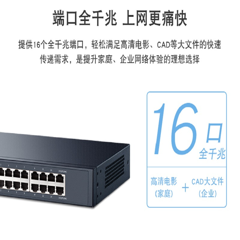迅捷(FAST) FSG116D 16口全千兆交换机 桌面式1000M网络监控以太网(单位:台)