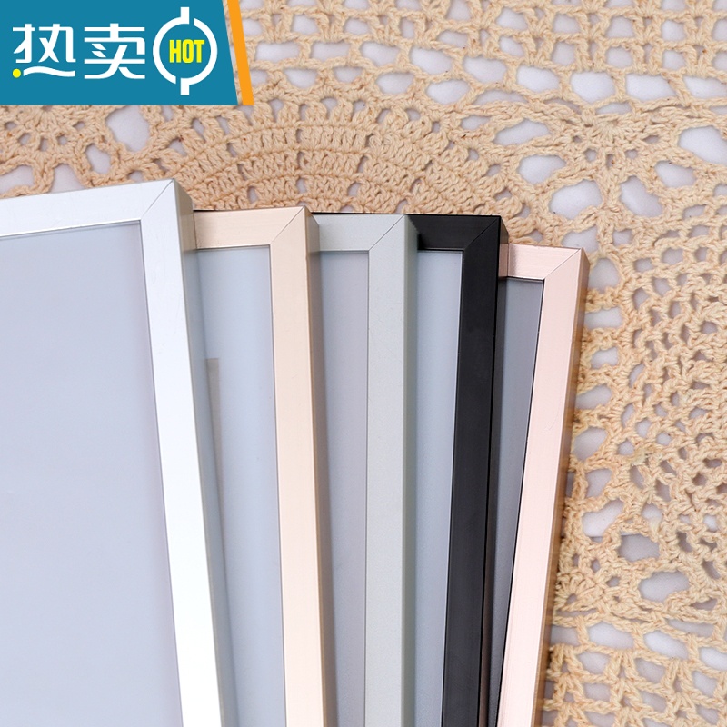 敬平铝合金画框定制海报框创意任意尺寸相框挂墙简约外框装裱框架定做 哑银色 [60*120厘米]挂墙高清大图