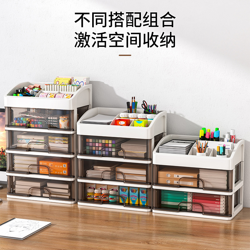 【补贴10%】抽屉式桌面收纳盒办公室整理文具神器化妆品置物架储物柜盒子文件