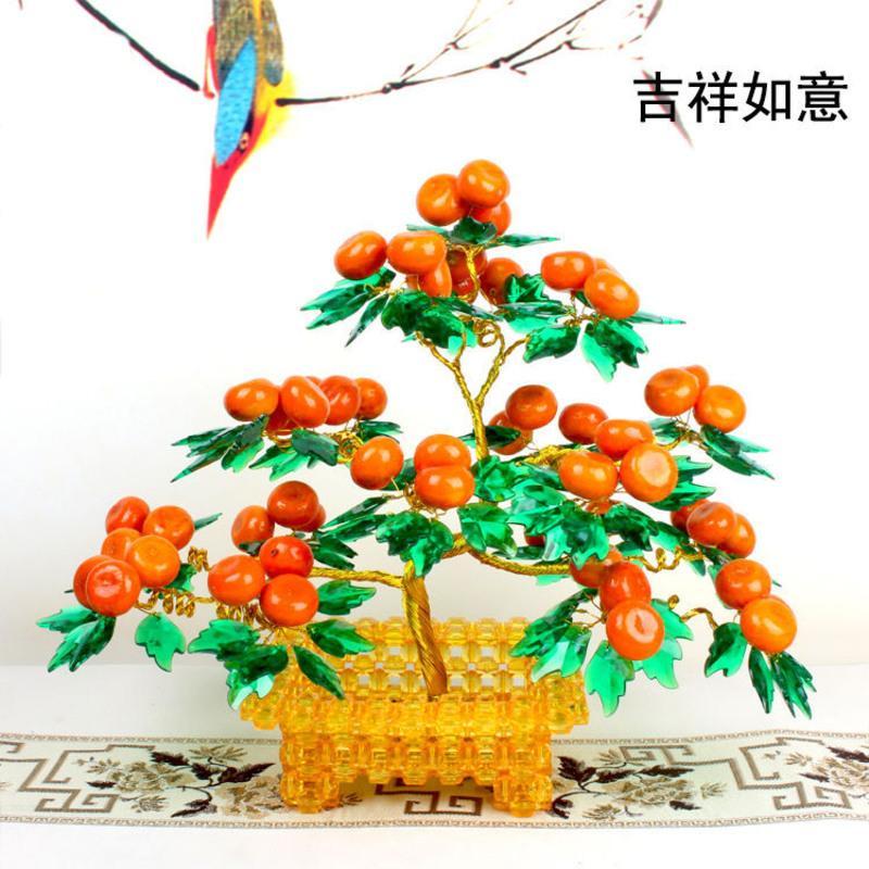 diy手工串珠发财树材料包大富大贵摇钱树家居饰品摆件亚克力散珠 情侣树-玫红黄色(材料包需自己制作)