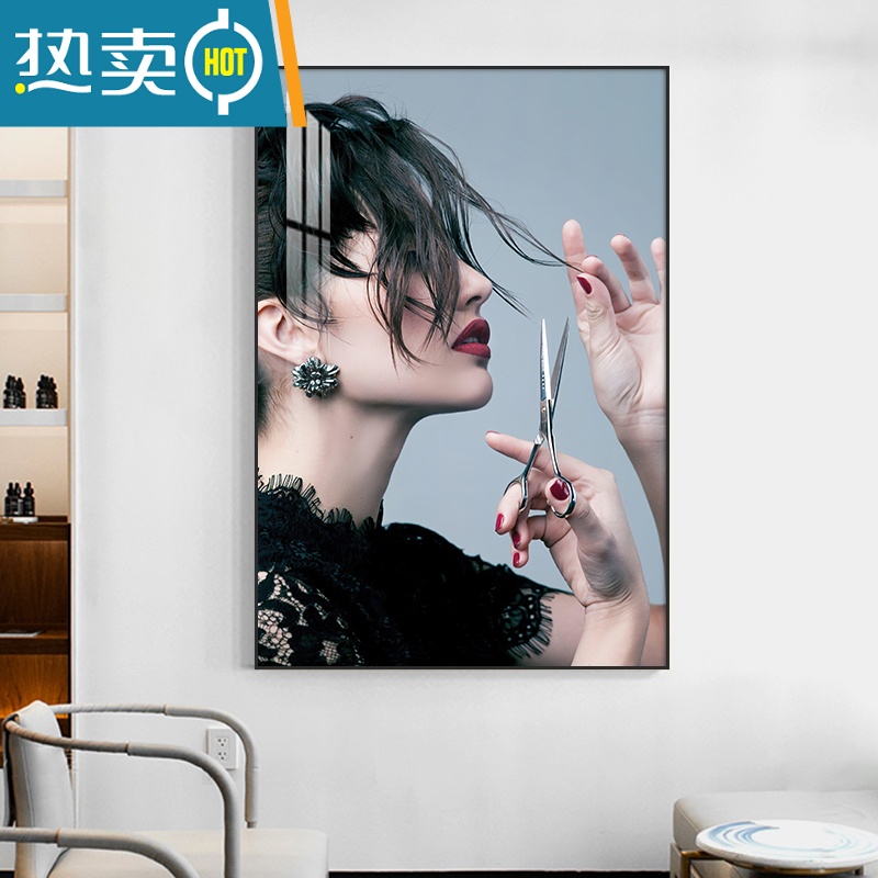 敬平美发店装饰画理发店墙面壁画网红发型创意挂画酒吧发廊背景墙海报装饰画高清大图