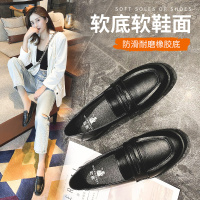 公猴单鞋女2020新款小皮鞋英伦风秋季百搭真皮乐福鞋jk平底一脚蹬