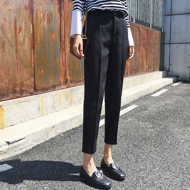 阔腿裤女七分裤2018夏季新款休闲韩版高腰九分裤宽松直筒西装裤子