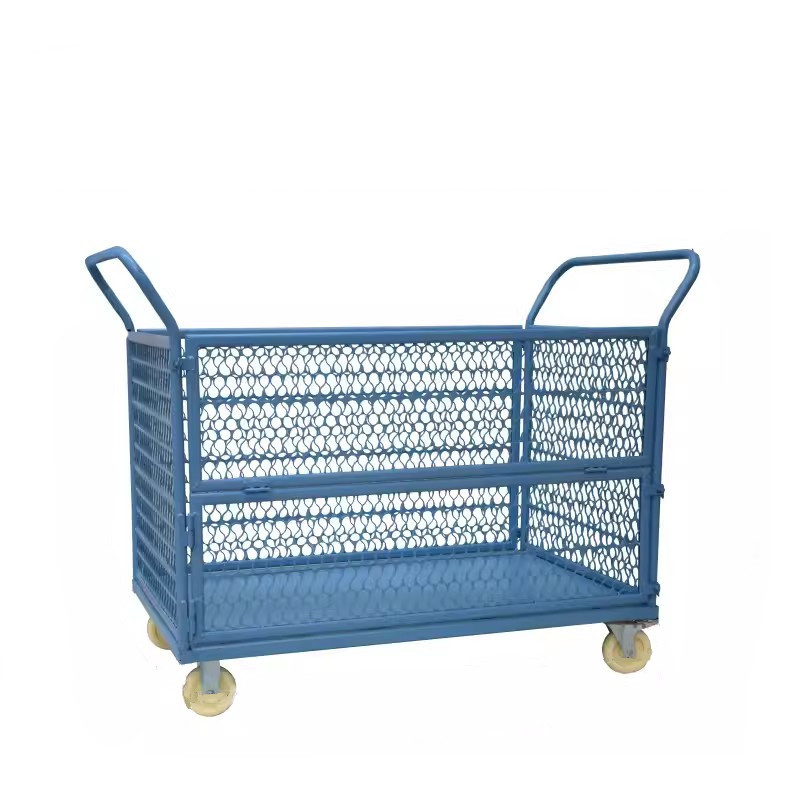 迅迈 半折叠网车蓝色小号(5寸尼龙轮)拉货手推车 折叠平板搬运车 轻便