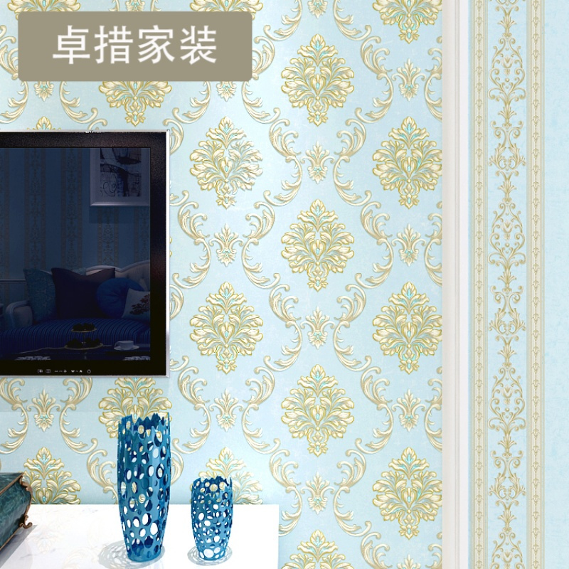 经典欧式大马士革墙纸 立体欧式卧室客厅满铺壁纸 背景墙AB版U958壹德壹