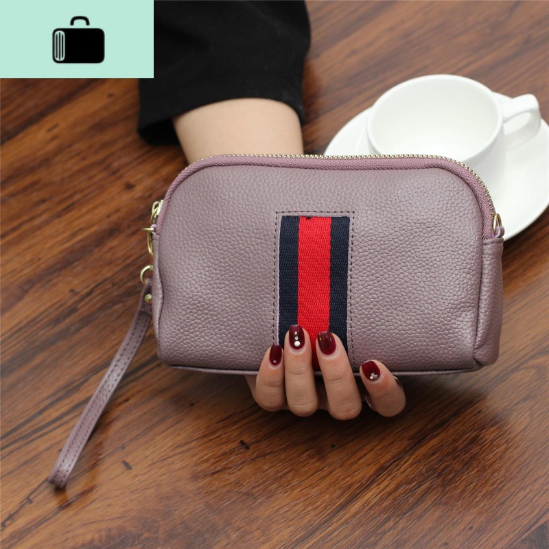 新款大容量软皮女士手拎小包休闲时尚简约纯色长款女式钱包化妆包NEW LAKE 230（升级版）藕紫色