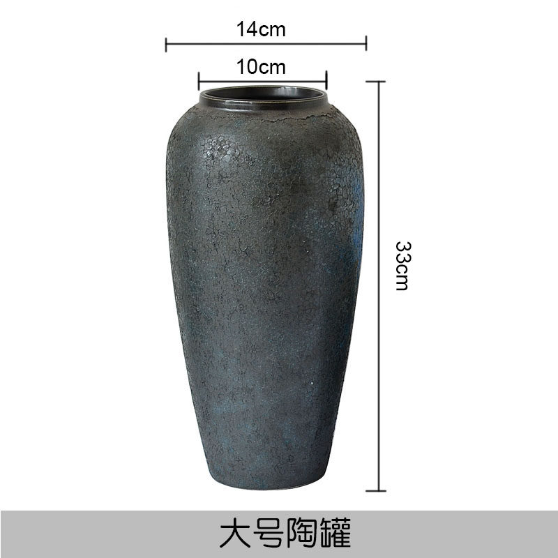景德镇粗陶陶瓷复古做旧陶罐客厅摆件干花花瓶插花创意装饰品花器 三维工匠 大花瓶高清大图