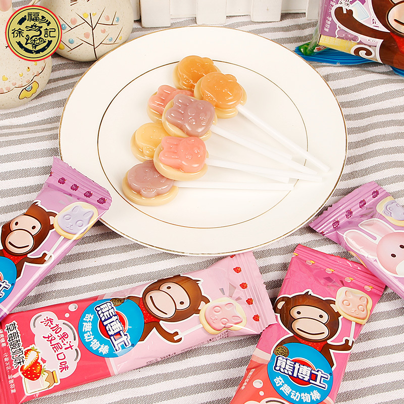 徐福记熊博士棒棒糖8支64g袋装卡通儿童糖果零食