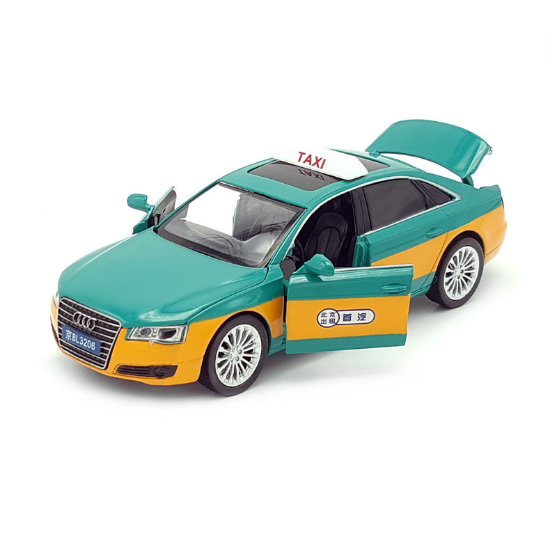 132奥迪a8合金车模出租车汽车模型仿真金属车回力声光儿童车
