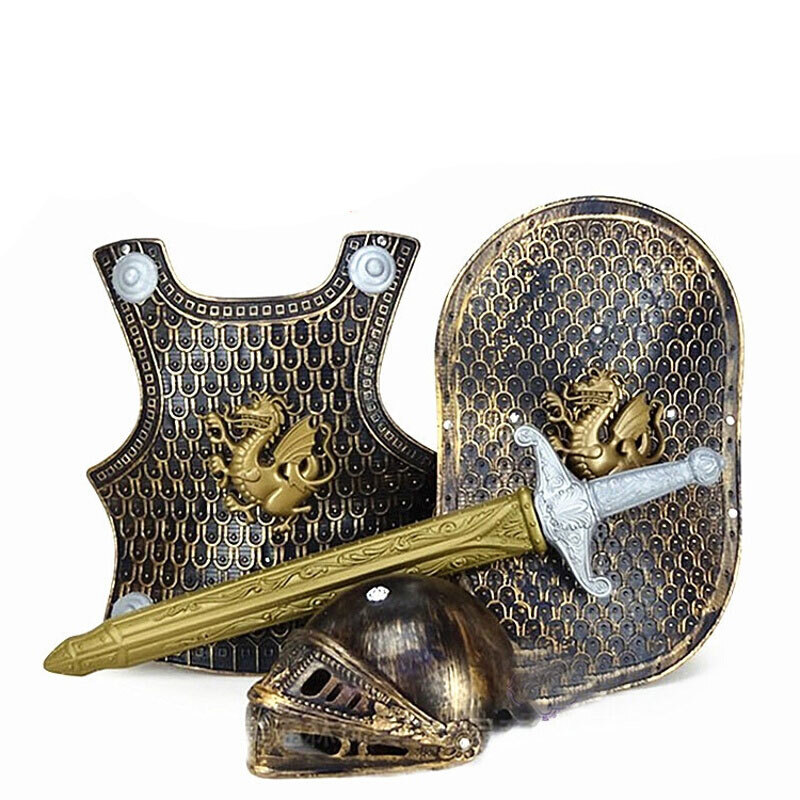 万圣节盔甲铠甲勇士金龙盔甲可穿儿童节演出道具刀剑玩具盾牌套装