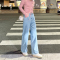 唐狮春季新款女牛仔裤阔腿裤宽松显瘦显高垂感薄软百搭裤子女