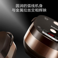 苏泊尔(SUPOR)电饭煲家用4L多功能3-6人拉丝金属机身不粘球釜内胆多种烹饪功能电饭锅一键柴火饭SF40FC663