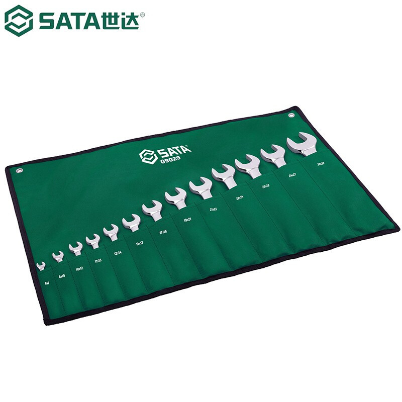 世达(SATA)13件全抛光双开口扳手组套9029高清大图
