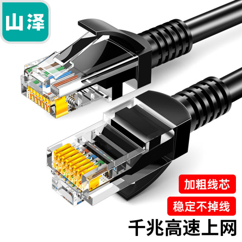 山泽(SAMZHE)超五类网线 CAT5e类高速百兆网线 1米 工程/宽带电脑家用连接跳线 成品网线 黑色SH-1010