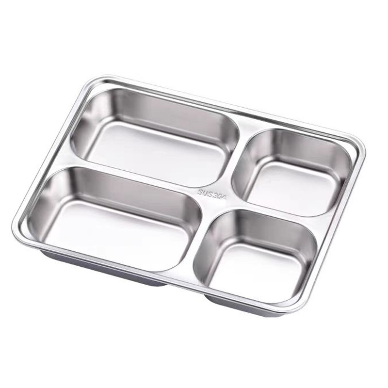 顺心优 304不锈钢餐盘 分格快餐盘 304特大款四格/个高清大图