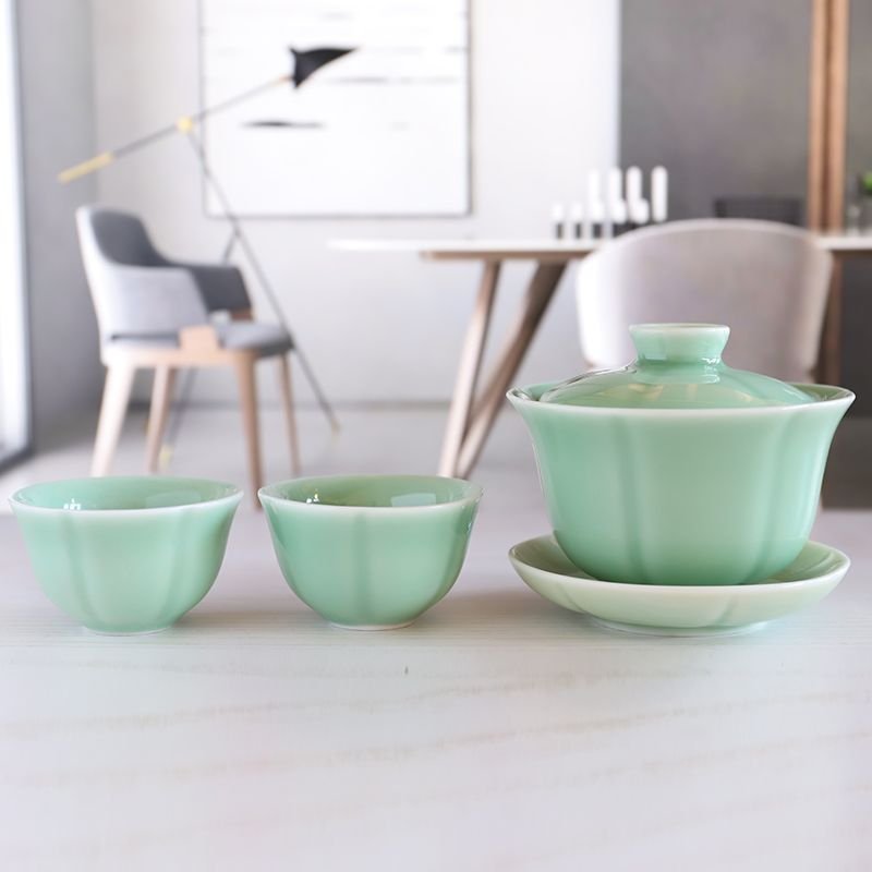 青瓷手工梅子青功夫茶具套装10头
