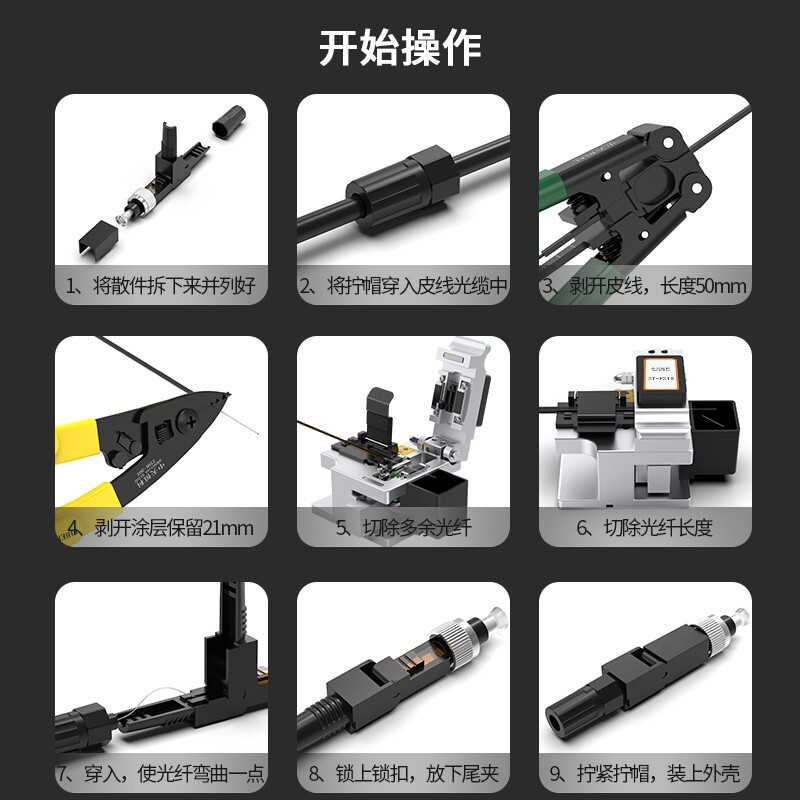 中天恒科 ZT-F3001光纤冷接子 FC接口50个装 电信级FTTH快速预埋款