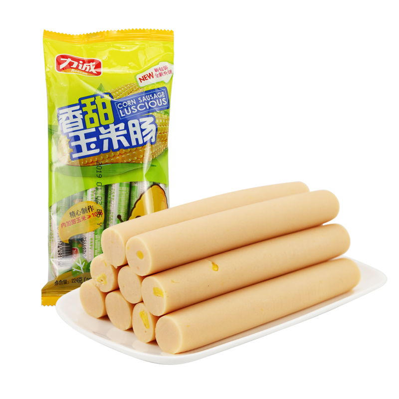 力诚玉米肠224g袋装 办公室小零食即食香甜火腿肠肉类香肠厂家批发