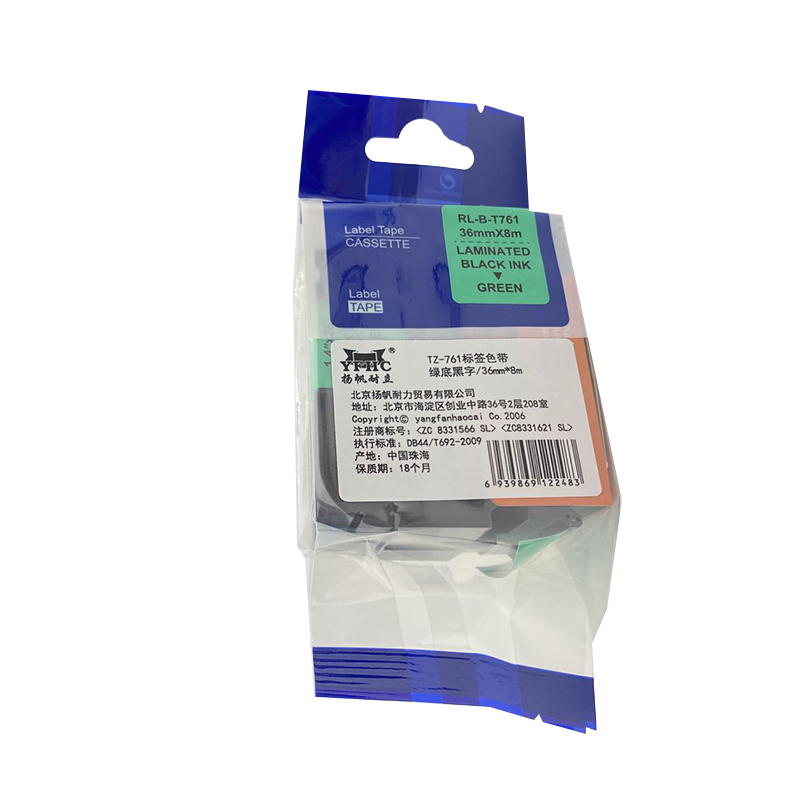 扬帆耐立(YFHC) TZ-761标签色带(绿底黑字/36mm) 适用兄弟热转印标签机