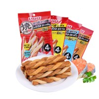 伊纳宝猫零食妙好鸡肉鲣鱼双口味双拼猫麻花肉条磨牙棒肉干4支 扇贝味和浓汤味