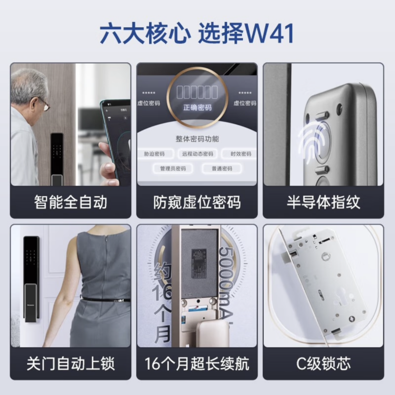 松下(Panasonic)指纹密码锁全自动智能门锁 EMR4112G 灰色