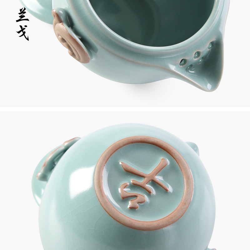 美帮汇汝窑旅行茶具套装家用小套开片茶杯陶瓷配件便携式汝瓷快客杯
