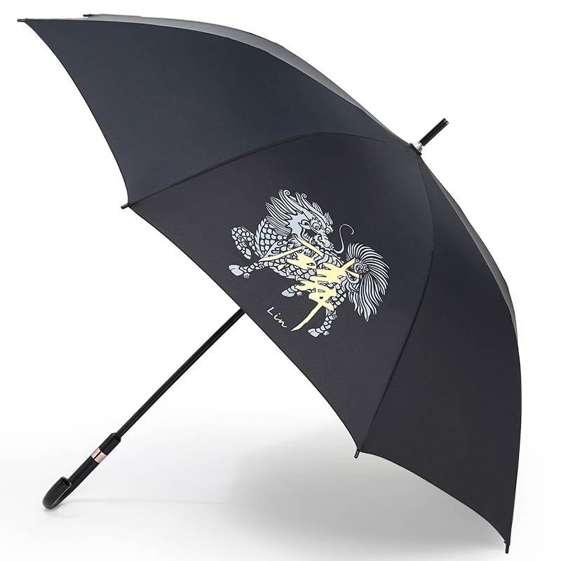 红叶伞 加大自开雨伞男长柄伞易甩干加大商务伞直柄晴雨伞直杆威风祥麟伞黑色