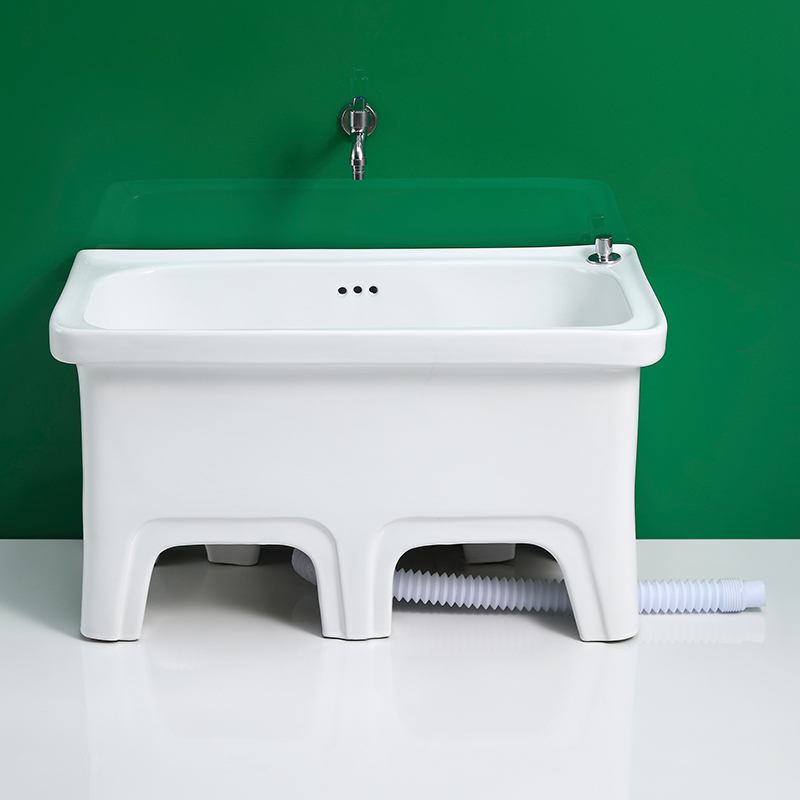 高脚家用超大号拖把池闪电客阳台陶瓷墩布池卫生间洗地盆拖布池75cm