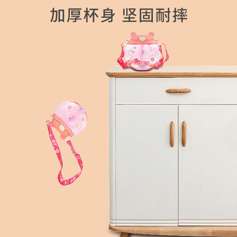 带吸管杯夏季喷雾水杯甜甜圈杯子幼儿园学生旅行出游大容量水壶 天空蓝甜甜圈[500ML] 甜甜圈喷雾水杯[送斜跨背带]