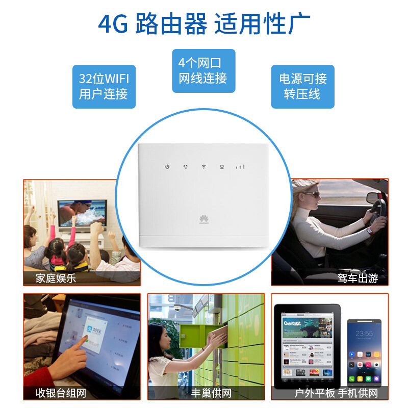 华为 B315s-936 4G无线路由器 三网通移动随身wifi 带4个网口 白色 (单位:个)
