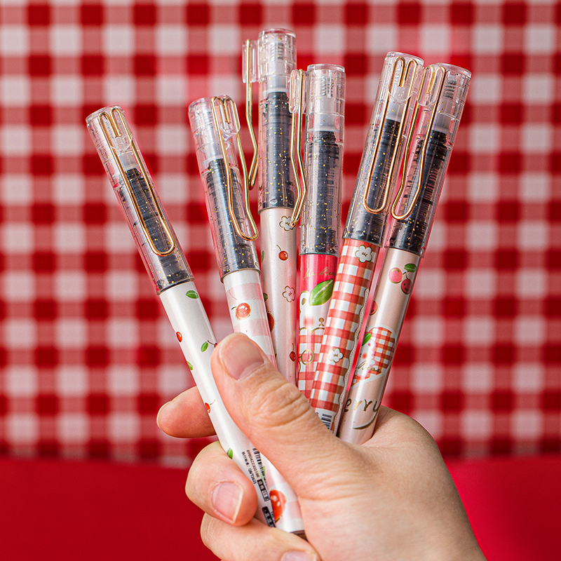 5mm黑色创意速干全针管水笔高颜值好看的ins超萌少女心卡通签字笔文具