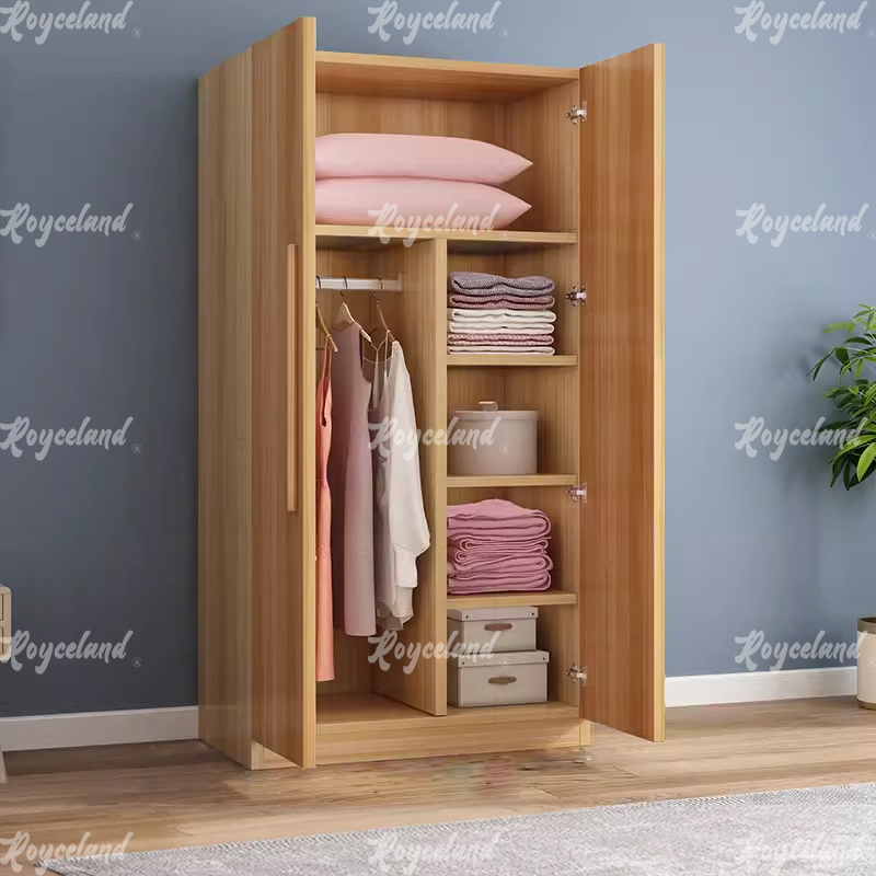 洛诗莲 (RoyceLand) 简约木质衣柜衣服收纳柜 浅胡桃色双门 800*500*1800