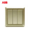 ABB开关插座 德逸珍珠金 三联/三位/三开双控开关面板AE107-PG