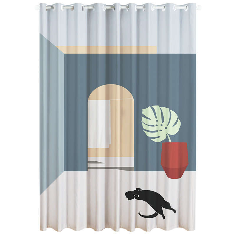 添福运 门帘隔断帘卧室隐私家用分间房间客厅免打孔屏风挡风帘子布帘窗帘遮光窗帘挂钩纯色窗帘打孔窗帘飘窗客厅帘子 P13莫兰迪 宽3.0米*高度2.7米打孔一片