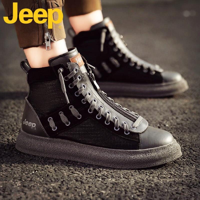 JEEP SPIRIT 吉普马丁靴男高帮男鞋秋季新款潮鞋男士中帮雪地工装靴子