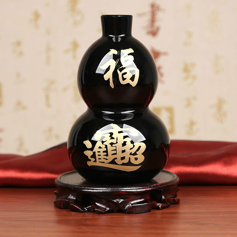 美帮汇黑曜石葫芦摆件福禄寿三星寓意摆件客厅装饰品高清大图