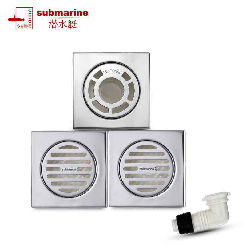 潜水艇不锈钢包裹ABS主体 防虫防臭原位地漏套装高清大图