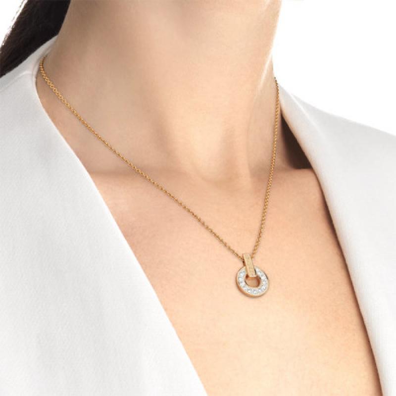 bvlgari宝格丽bvlgaribvlgari系列18k金玫瑰金镂空项链镶嵌密钉钻石