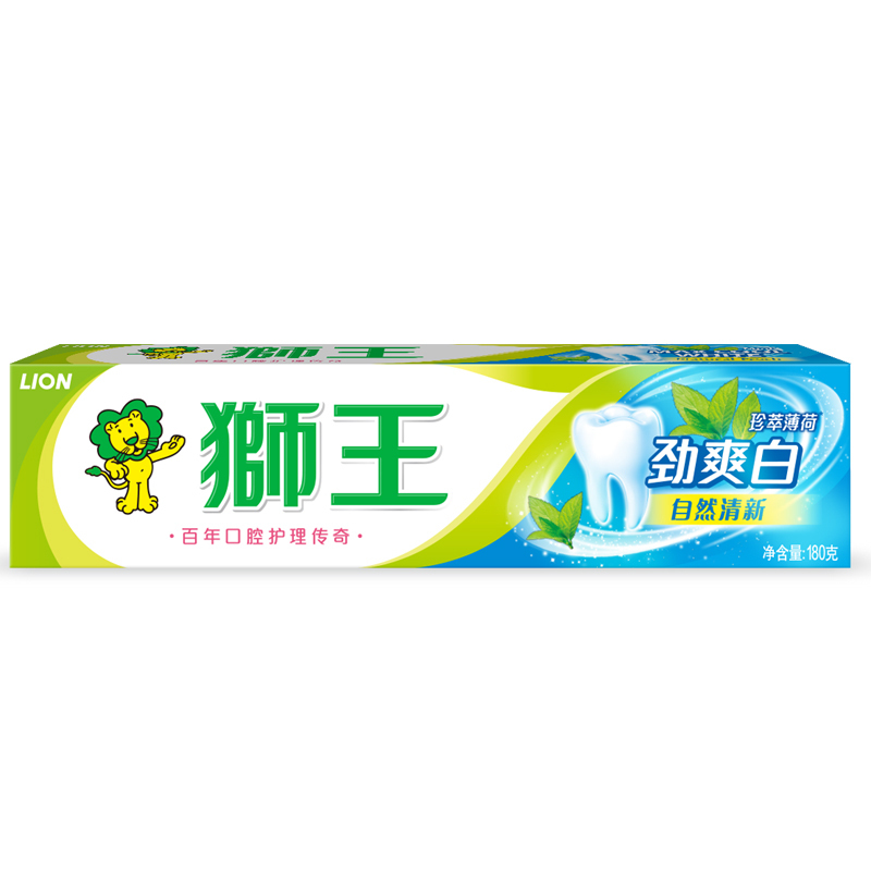 狮王 劲爽白 牙膏珍萃薄荷 180g(单位:支)