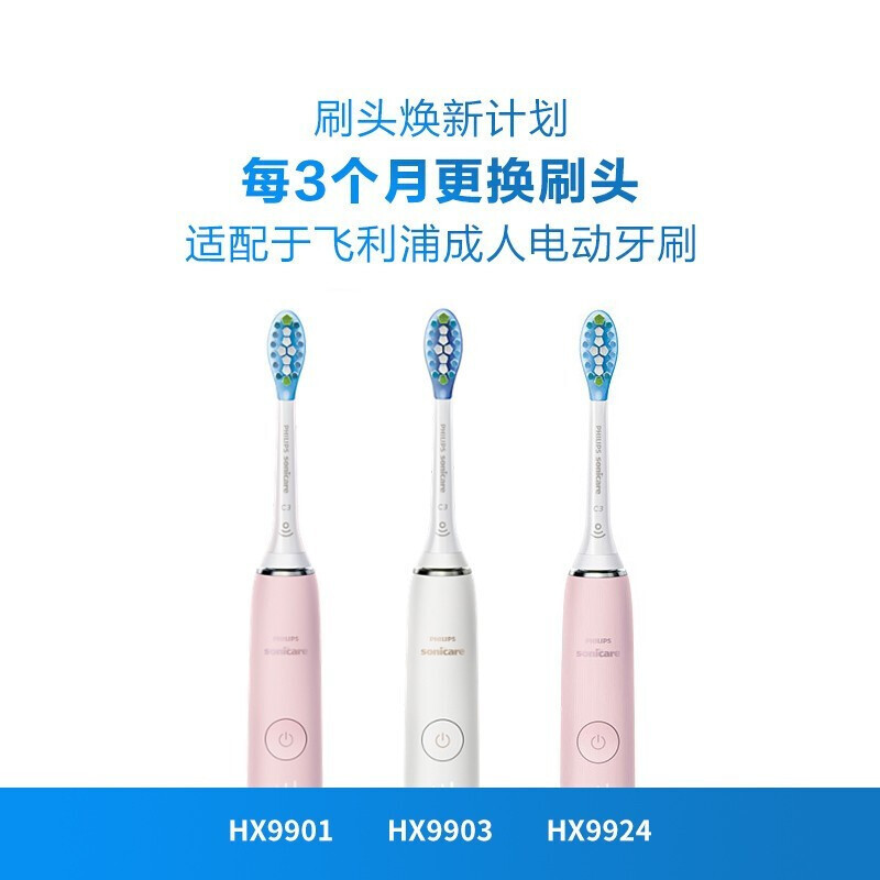 飞利浦(Philips)牙刷头 智臻亮白型 适配HX9924HX9954HX9903HX9901 白色HX9063/67