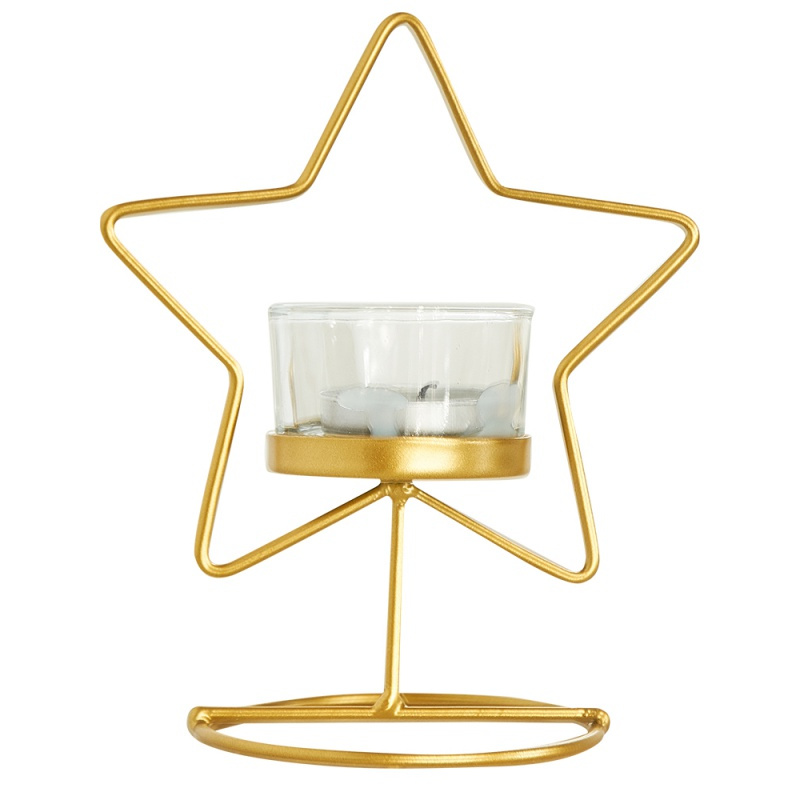 北欧创意实用餐厅餐桌铁艺烛台摆件ins风烛光晚餐道具浪漫蜡烛架椭圆