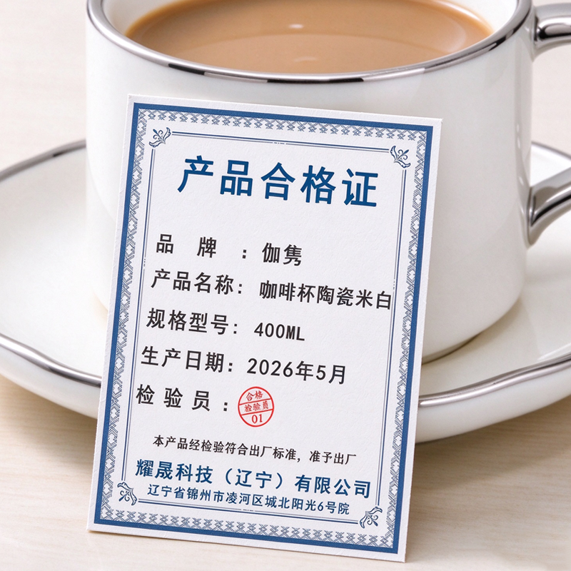 伽隽 咖啡杯陶瓷米白 400ML 套高清大图