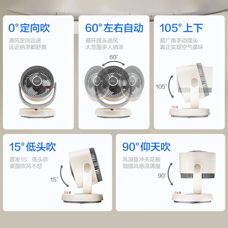 艾美特(AIRMATE)空气循环扇桌面台式小风扇家用电风扇卧室厨房客厅可用遥控摇头电扇轻音空调伴侣 FA15-X105高清大图