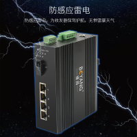 博扬 BY-H104A/B 串口工业级光纤收发器 百兆单模单纤1光4电+RS232 光电转换器 光纤交换机一对