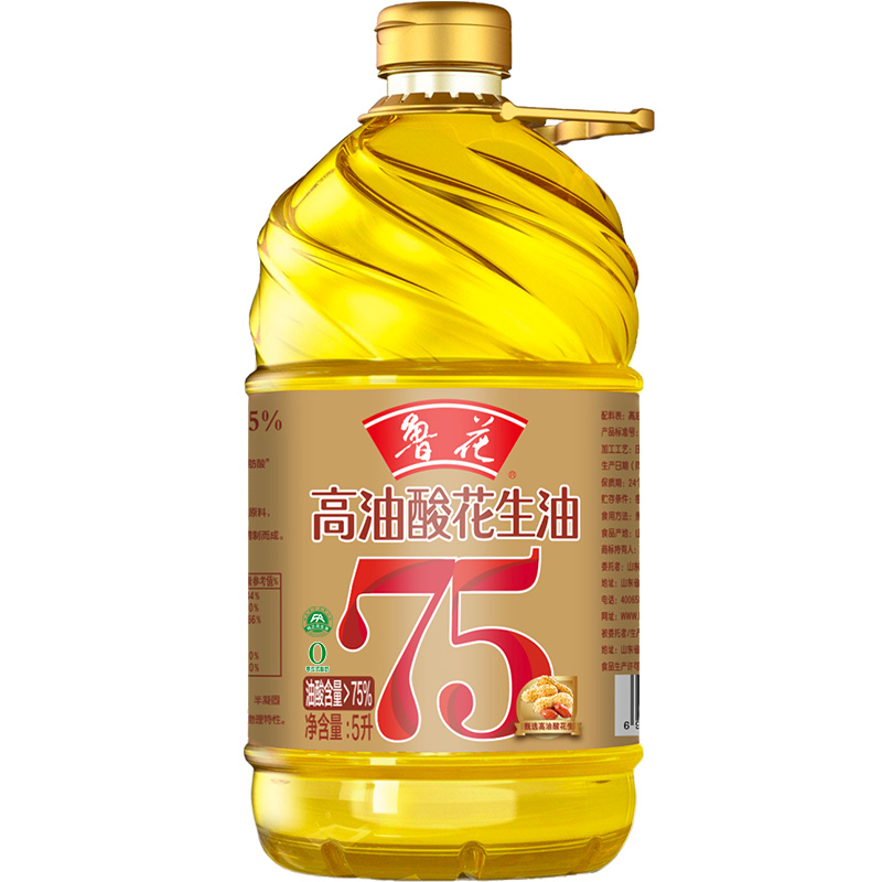 鲁花高油酸花生油5L 5S物理压榨 一级食用油 健康家用粮油高清大图