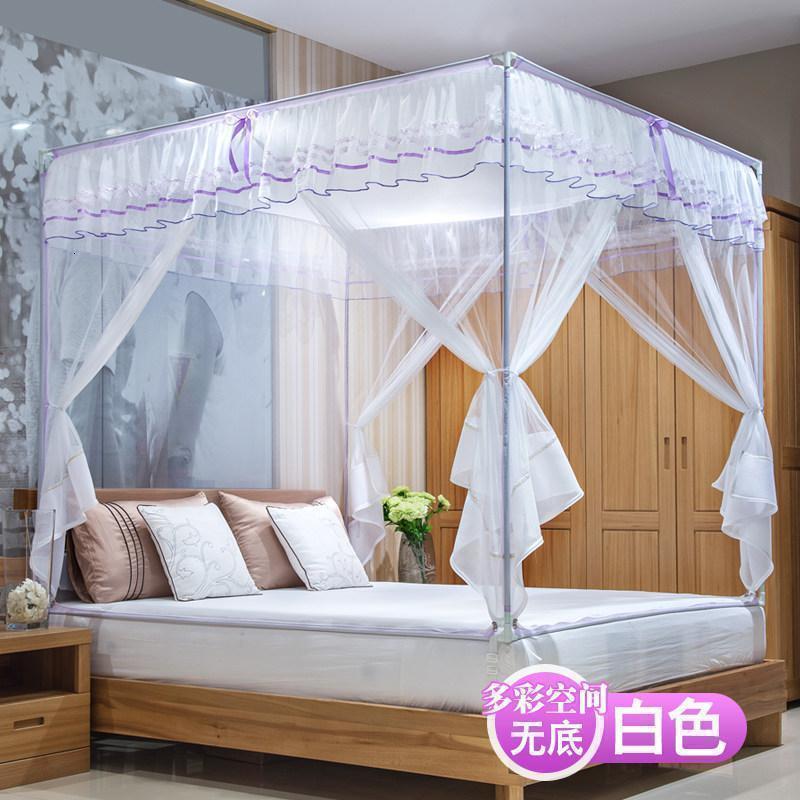 美帮汇新款蚊帐家用三开拉链1.8m床1.5m蒙古包儿童防摔坐床式支架纹账 多彩空间—白色无底款 1.8m（6英尺）床