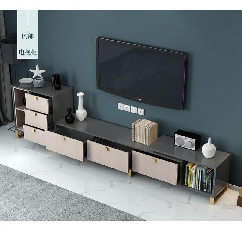 北欧后现代简约电视柜轻奢电视柜茶几组合套装小户型客厅电视机柜图片